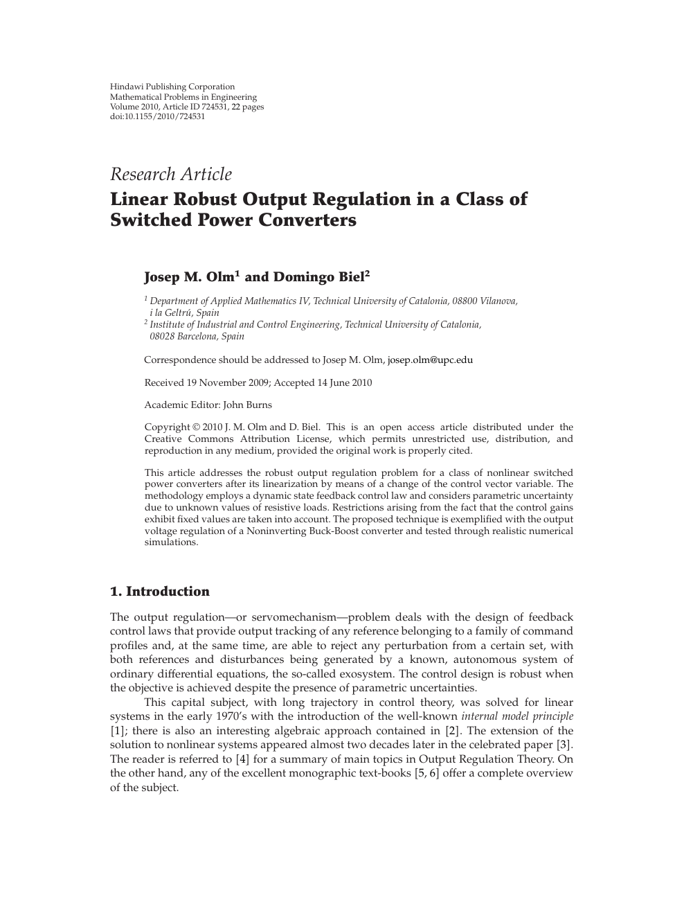 Linear Robust Output Regulation In A Class Of Switched Power Converters Topic Of Research Paper In Mathematics Download Scholarly Article Pdf And Read For Free On Cyberleninka Open Science Hub