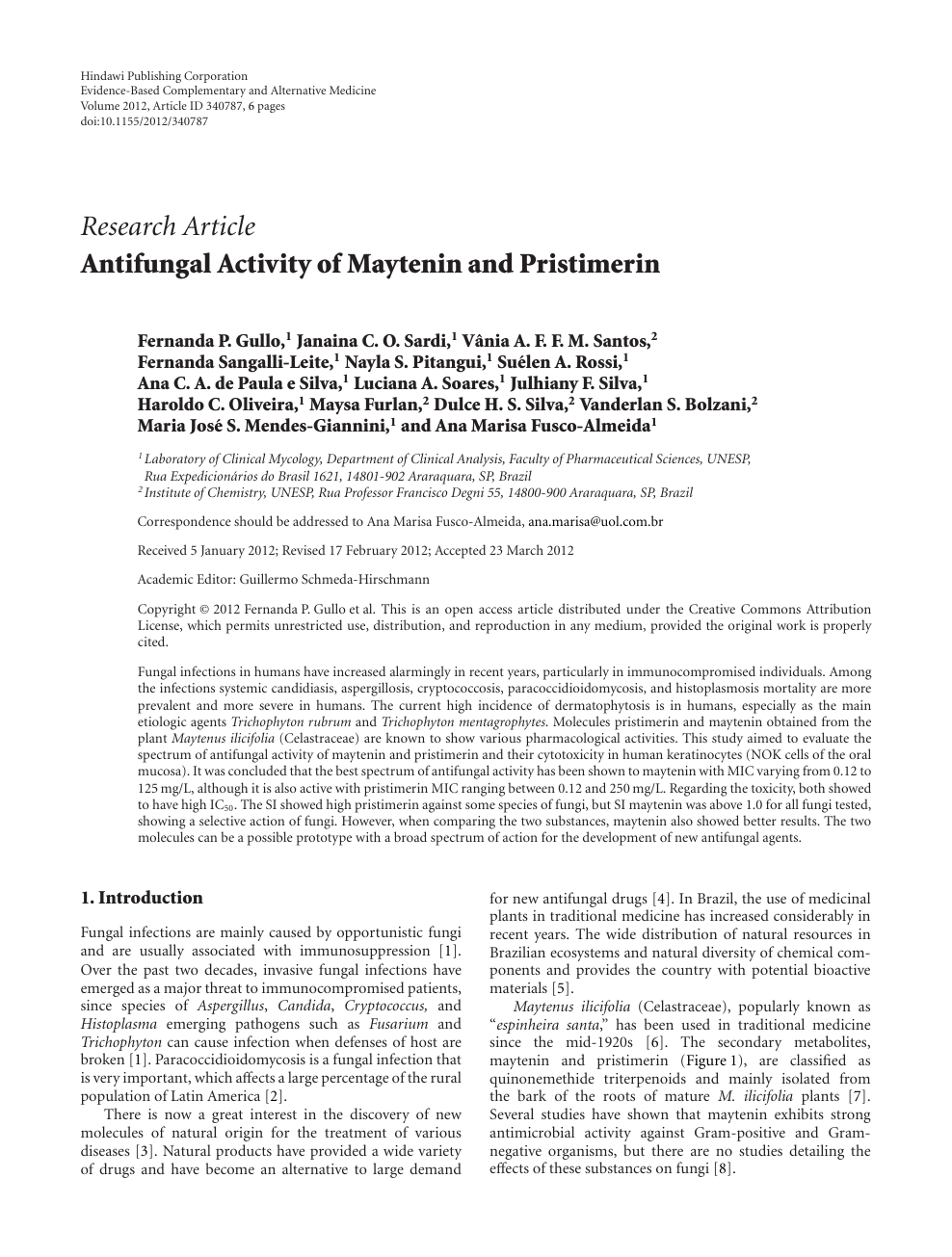 Antifungal Activity Of Maytenin And Pristimerin Topic Of Research Paper In Biological Sciences Download Scholarly Article Pdf And Read For Free On Cyberleninka Open Science Hub