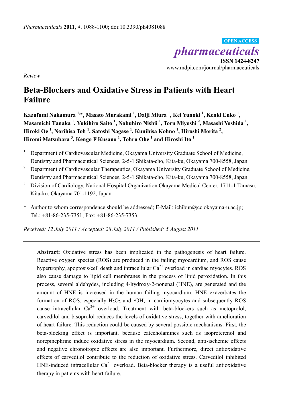 Beta Blockers And Oxidative Stress In Patients With Heart Failure Topic Of Research Paper In Basic Medicine Download Scholarly Article Pdf And Read For Free On Cyberleninka Open Science Hub