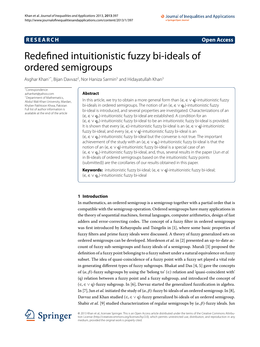 Redefined Intuitionistic Fuzzy Bi Ideals Of Ordered Semigroups Topic Of Research Paper In Mathematics Download Scholarly Article Pdf And Read For Free On Cyberleninka Open Science Hub