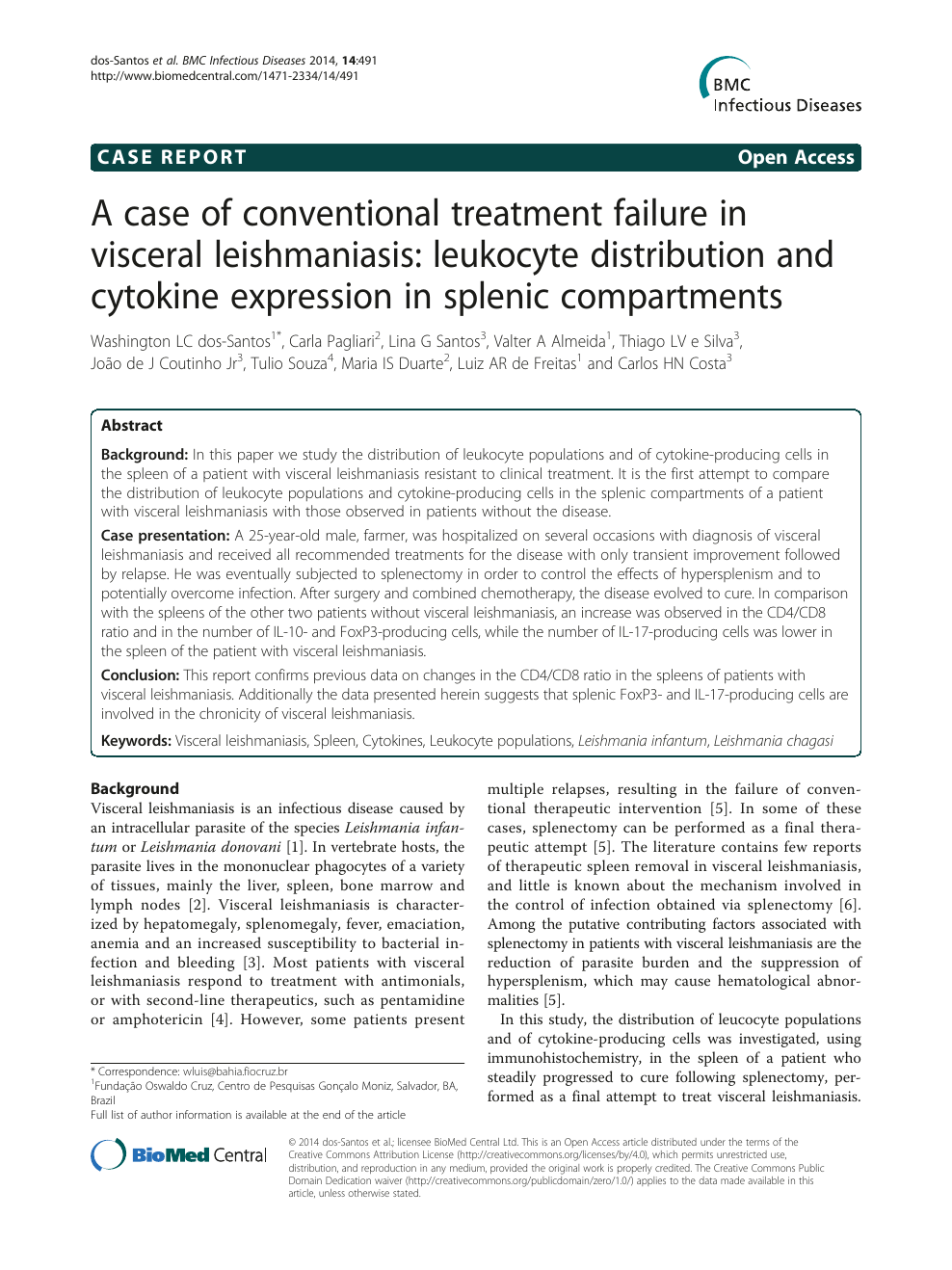 A Case Of Conventional Treatment Failure In Visceral Leishmaniasis Leukocyte Distribution And Cytokine Expression In Splenic Compartments Topic Of Research Paper In Clinical Medicine Download Scholarly Article Pdf And Read For