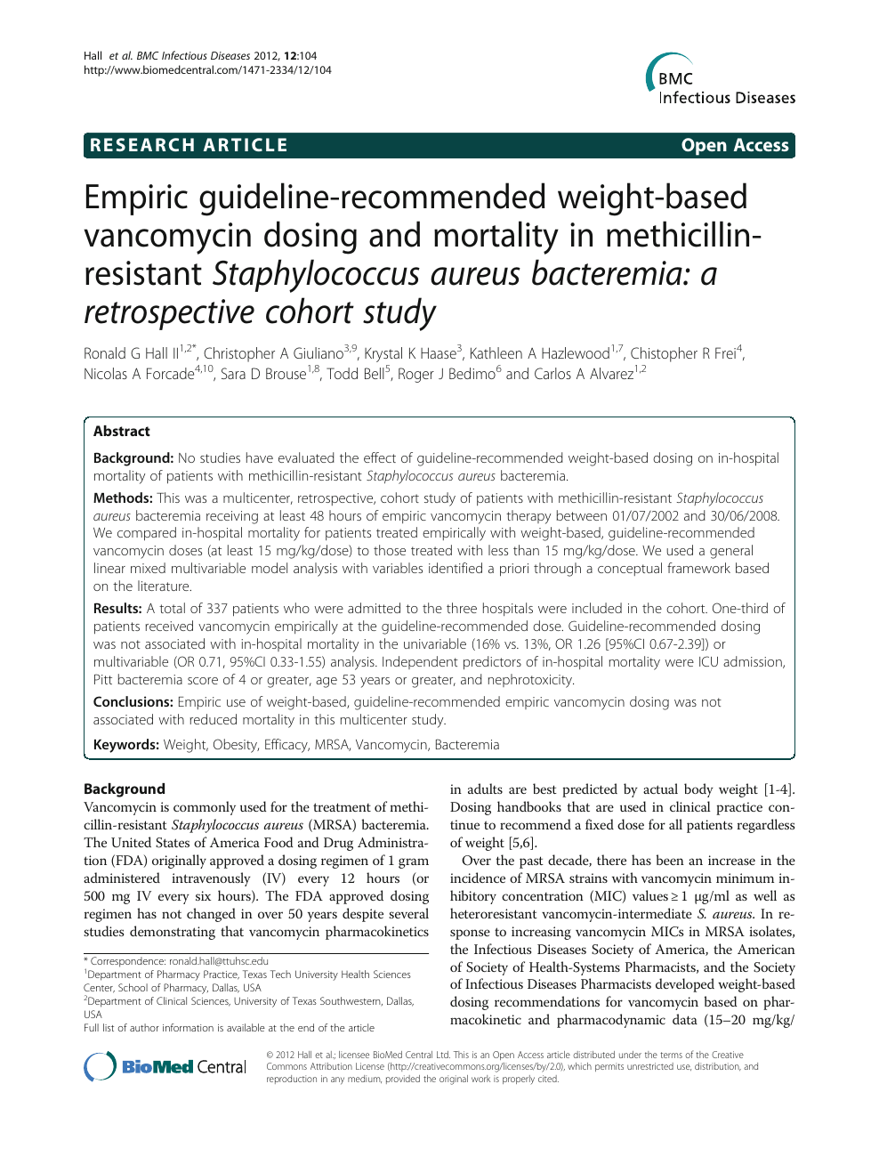 Empiric guideline-recommended weight-based vancomycin dosing and