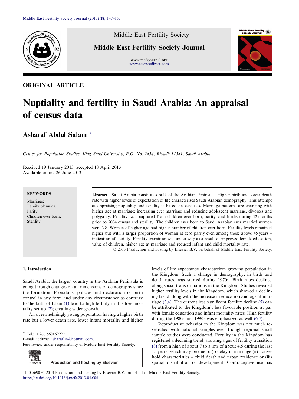 Nuptiality And Fertility In Saudi Arabia An Appraisal Of Census Data Topic Of Research Paper In Health Sciences Download Scholarly Article Pdf And Read For Free On Cyberleninka Open Science Hub
