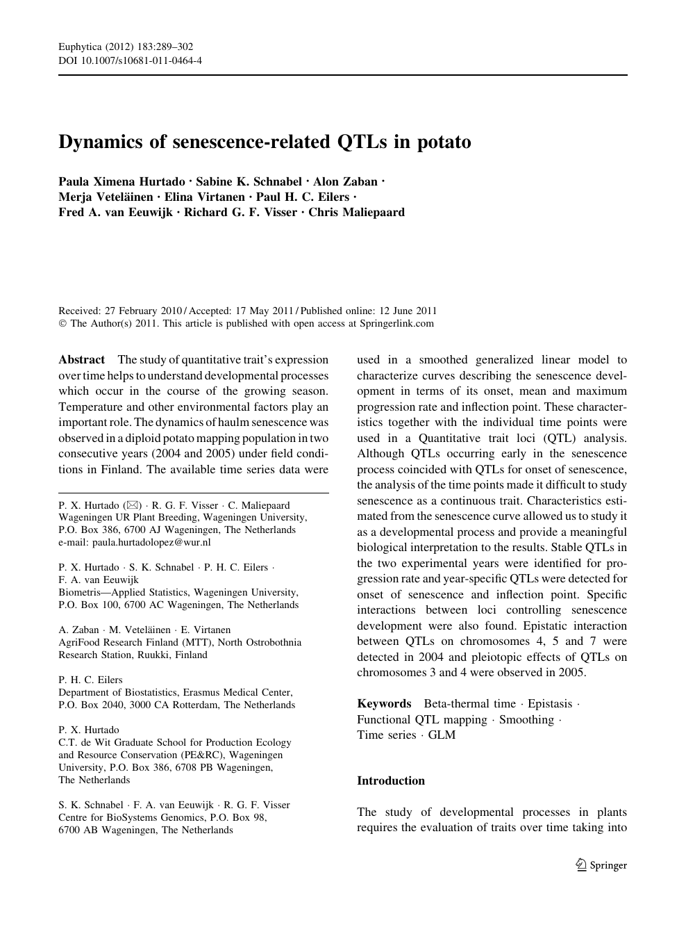 Dynamics Of Senescence Related Qtls In Potato Topic Of Research Paper In Biological Sciences Download Scholarly Article Pdf And Read For Free On Cyberleninka Open Science Hub