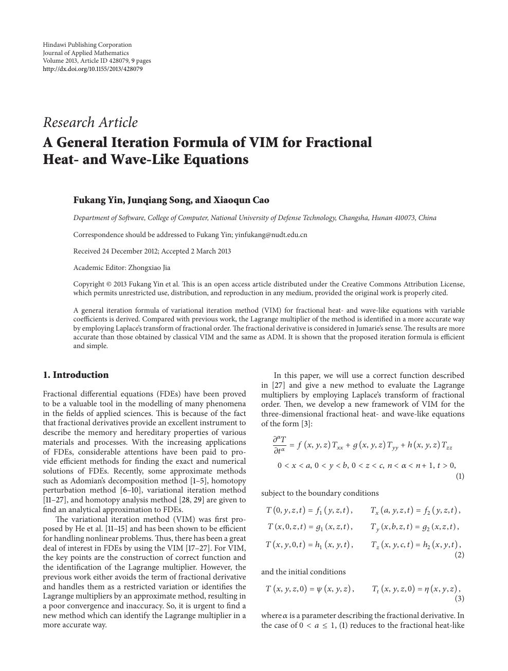 A General Iteration Formula Of Vim For Fractional Heat And Wave Like Equations Topic Of Research Paper In Mathematics Download Scholarly Article Pdf And Read For Free On Cyberleninka Open Science Hub