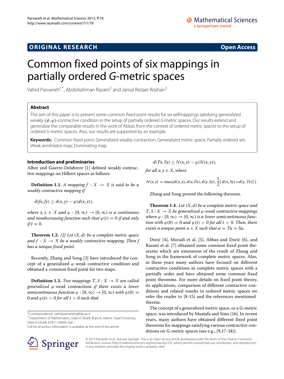Common Fixed Points Of Six Mappings In Partially Ordered G Metric Spaces Topic Of Research Paper In Mathematics Download Scholarly Article Pdf And Read For Free On Cyberleninka Open Science Hub