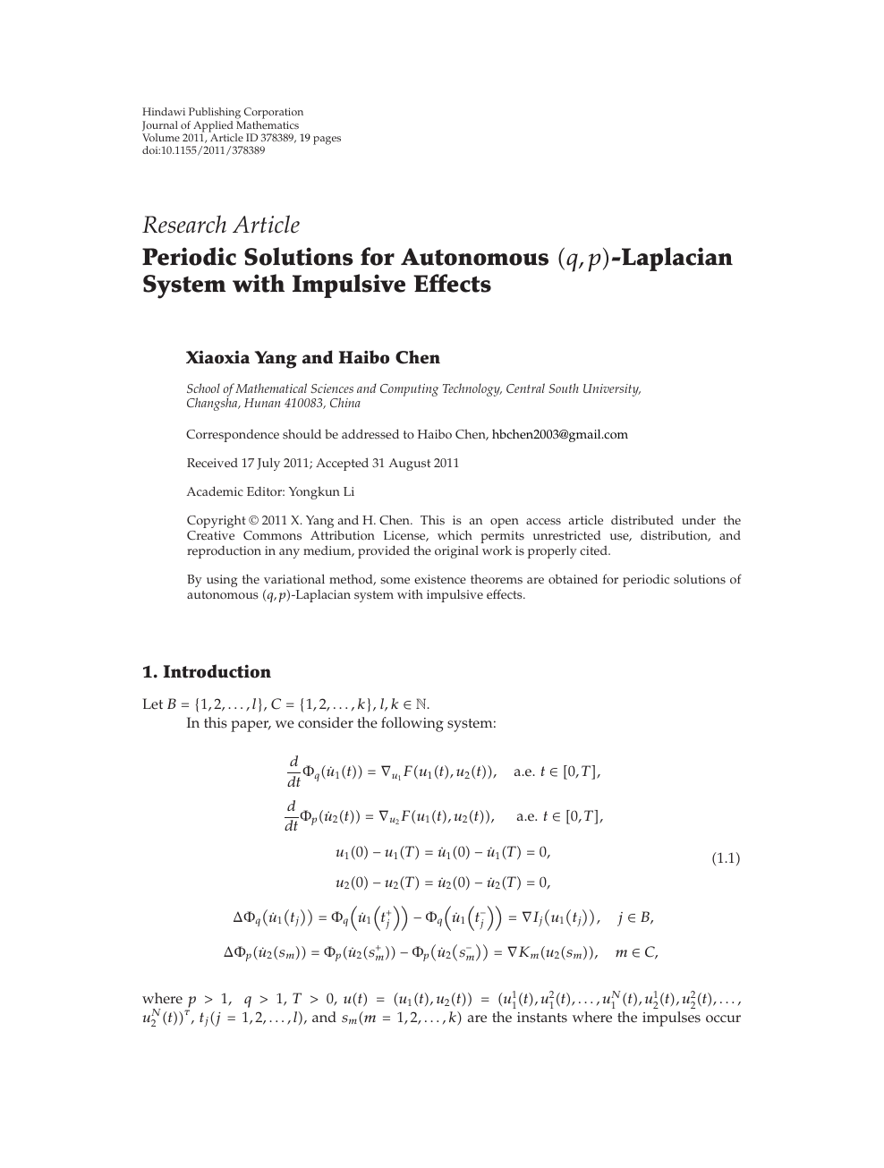 Periodic Solutions For Autonomous 𝑞 𝑝 Laplacian System With Impulsive Effects Topic Of Research Paper In Mathematics Download Scholarly Article Pdf And Read For Free On Cyberleninka Open Science Hub