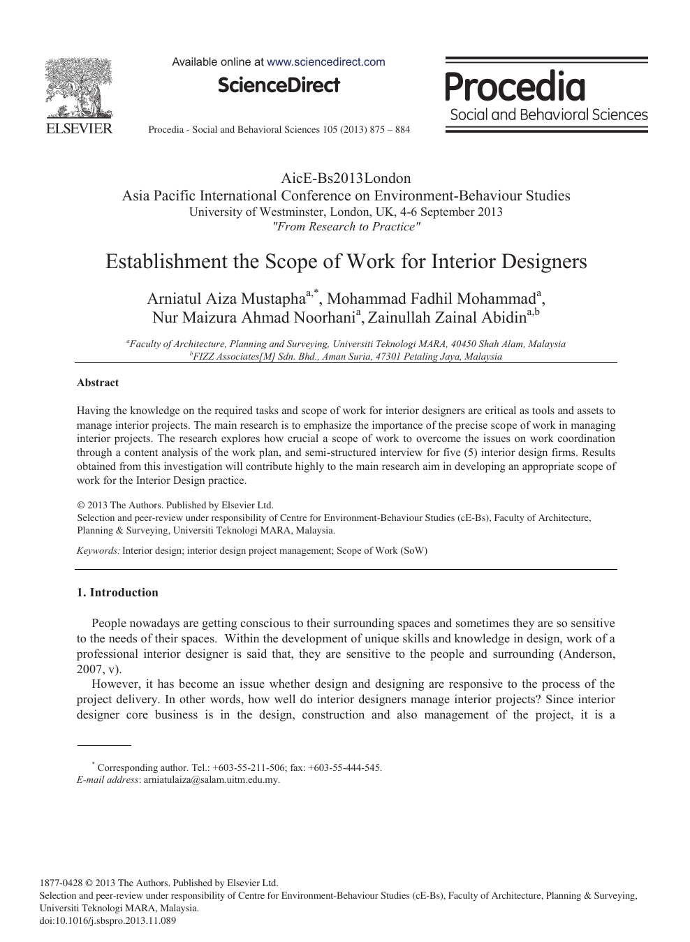 Establishment The Scope Of Work For Interior Designers