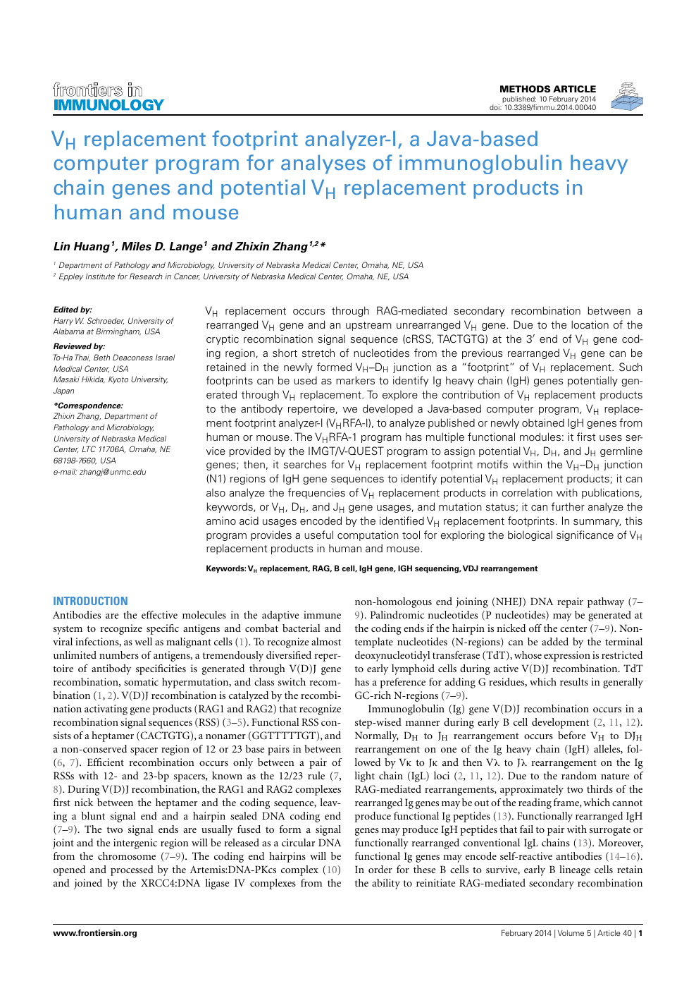 Vh Replacement Footprint Analyzer I A Java Based Computer Program For Analyses Of Immunoglobulin Heavy Chain Genes And Potential Vh Replacement Products In Human And Mouse Topic Of Research Paper In Biological Sciences
