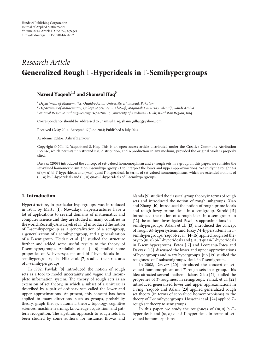 Generalized Rough G Hyperideals In G Semihypergroups Topic Of Research Paper In Mathematics Download Scholarly Article Pdf And Read For Free On Cyberleninka Open Science Hub