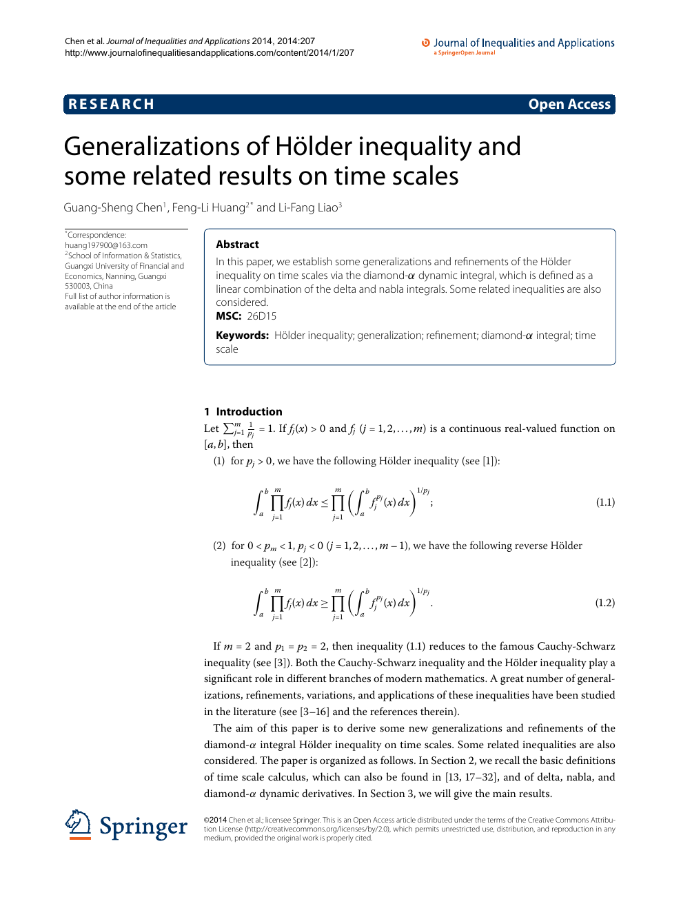 Generalizations Of Holder Inequality And Some Related Results On Time Scales Topic Of Research Paper In Mathematics Download Scholarly Article Pdf And Read For Free On Cyberleninka Open Science Hub