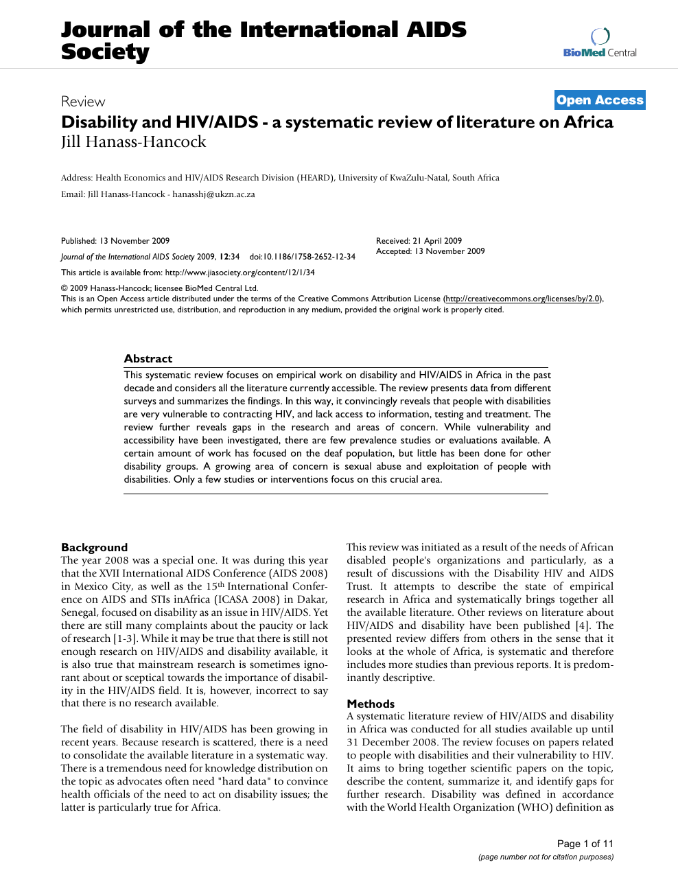 example of research paper about hiv