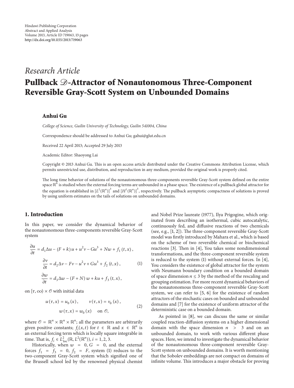 Pullback 𝒟 Attractor Of Nonautonomous Three Component Reversible Gray Scott System On Unbounded Domains Topic Of Research Paper In Mathematics Download Scholarly Article Pdf And Read For Free On Cyberleninka Open Science Hub