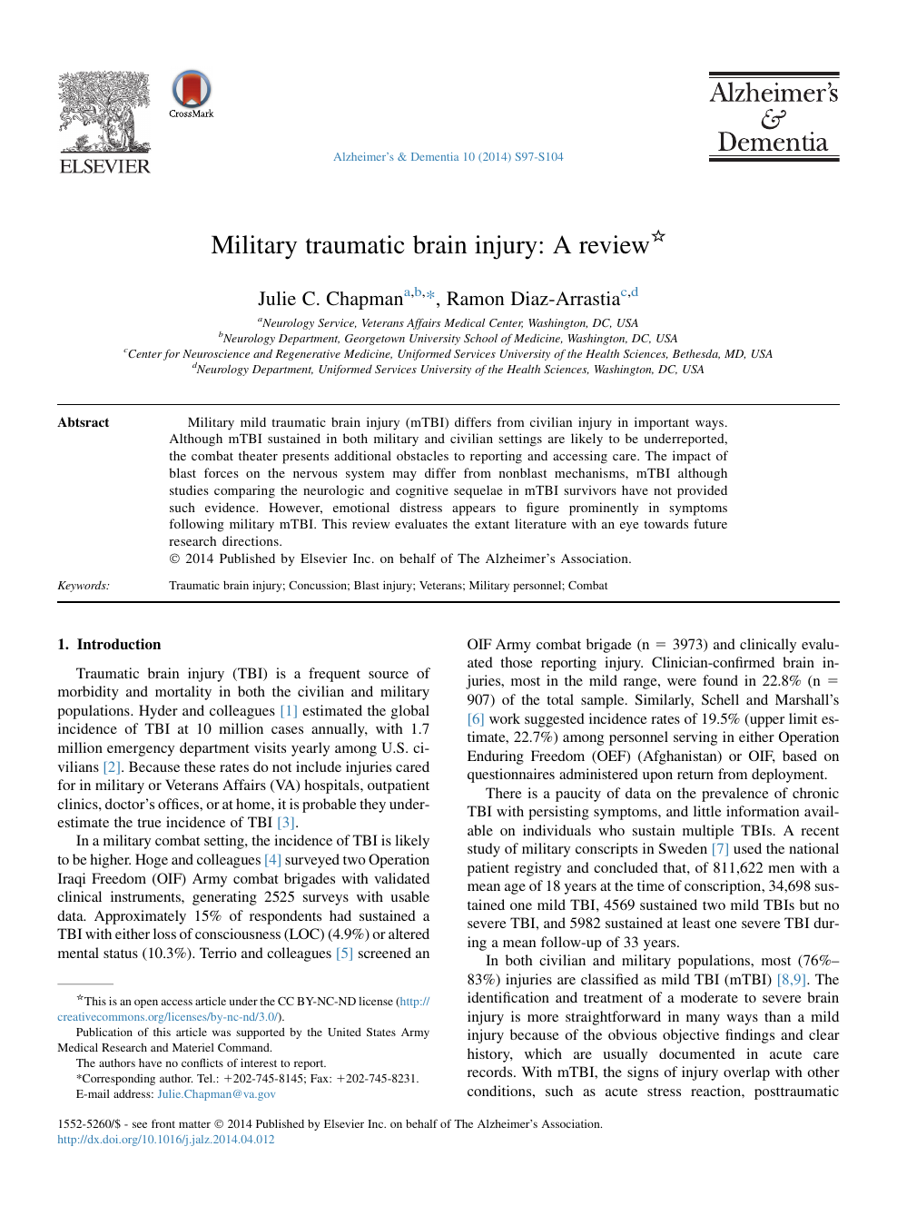 Military Traumatic Brain Injury A Review Topic Of Research Paper In Clinical Medicine Download Scholarly Article Pdf And Read For Free On Cyberleninka Open Science Hub
