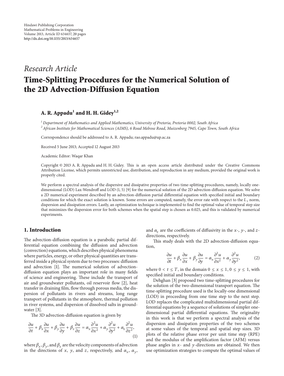 Time Splitting Procedures For The Numerical Solution Of The 2d Advection Diffusion Equation Topic Of Research Paper In Mathematics Download Scholarly Article Pdf And Read For Free On Cyberleninka Open Science Hub