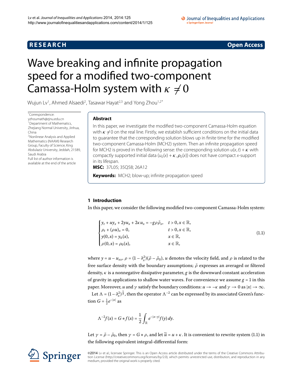Wave Breaking And Infinite Propagation Speed For A Modified Two Component Camassa Holm System With K 0 Topic Of Research Paper In Mathematics Download Scholarly Article Pdf And Read For Free On Cyberleninka Open