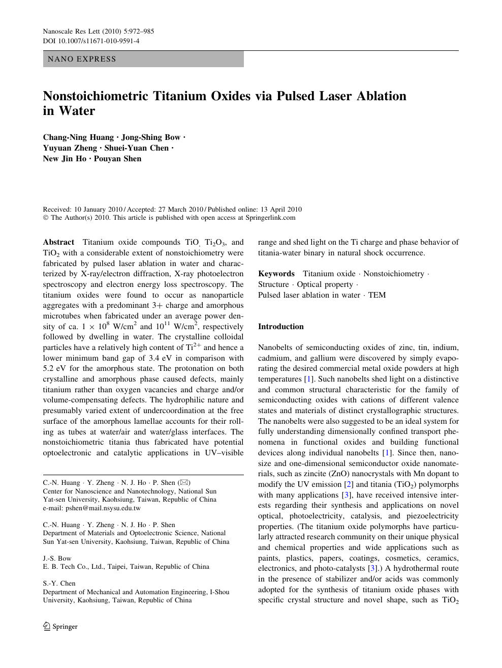 Nonstoichiometric Titanium Oxides Via Pulsed Laser Ablation In Water Topic Of Research Paper In Nano Technology Download Scholarly Article Pdf And Read For Free On Cyberleninka Open Science Hub