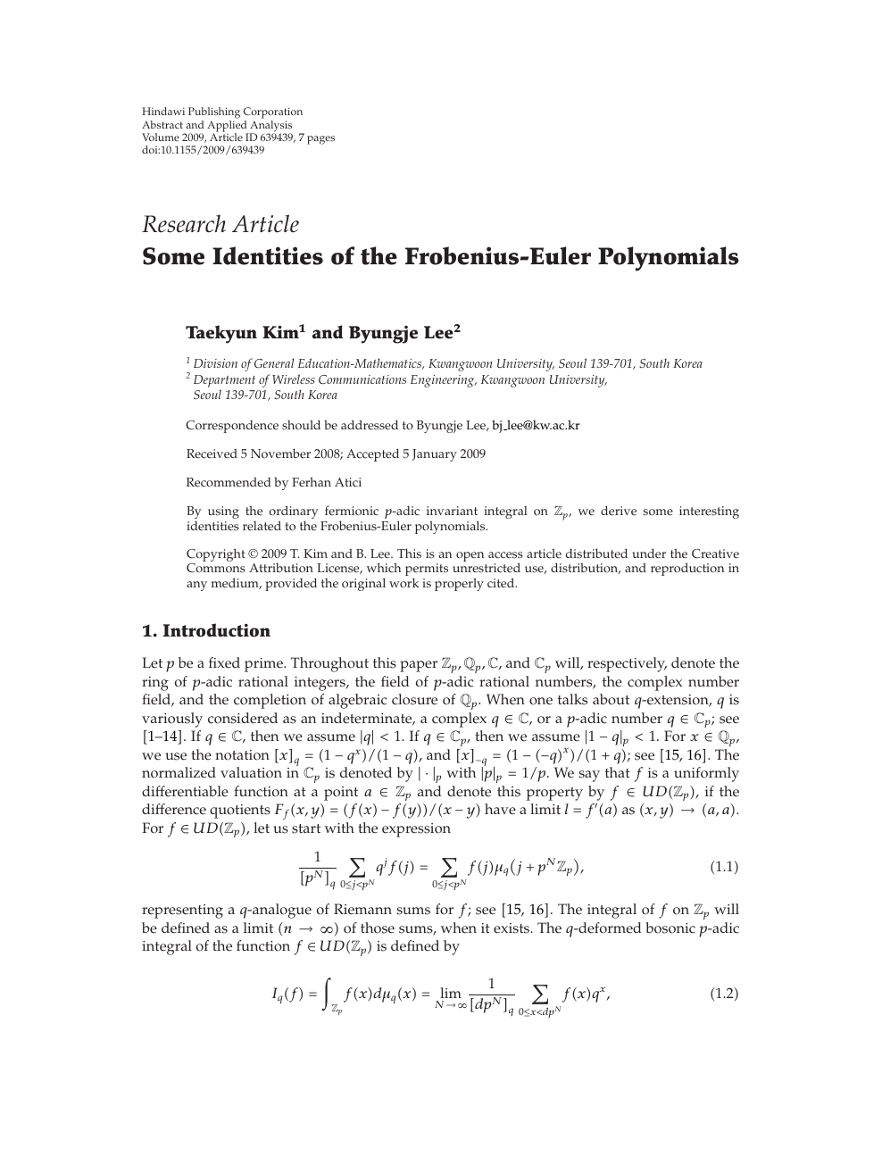 Some Identities Of The Frobenius Euler Polynomials Topic Of Research Paper In Mathematics Download Scholarly Article Pdf And Read For Free On Cyberleninka Open Science Hub