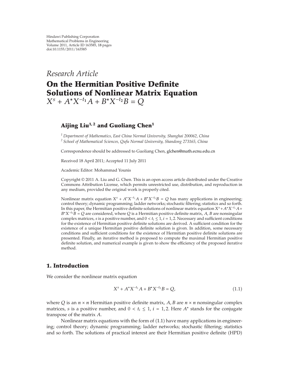 On The Hermitian Positive Definite Solutions Of Nonlinear Matrix Equation 𝑋𝑠 𝐴 𝑋 𝑡𝟏𝐴 𝐵 𝑋 𝑡𝟐𝐵 𝑄 Topic Of Research Paper In Mathematics Download Scholarly Article Pdf And Read For Free On Cyberleninka Open Science Hub