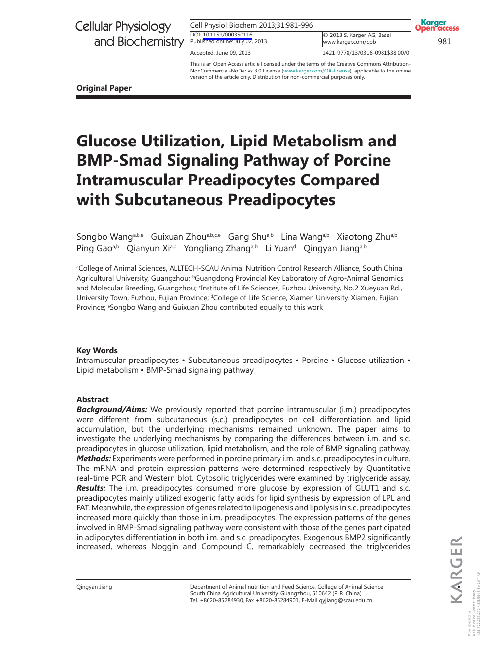 Glucose Utilization Lipid Metabolism And Bmp Smad Signaling Pathway Of Porcine Intramuscular Preadipocytes Compared With Subcutaneous Preadipocytes Topic Of Research Paper In Biological Sciences Download Scholarly Article Pdf And Read For Free