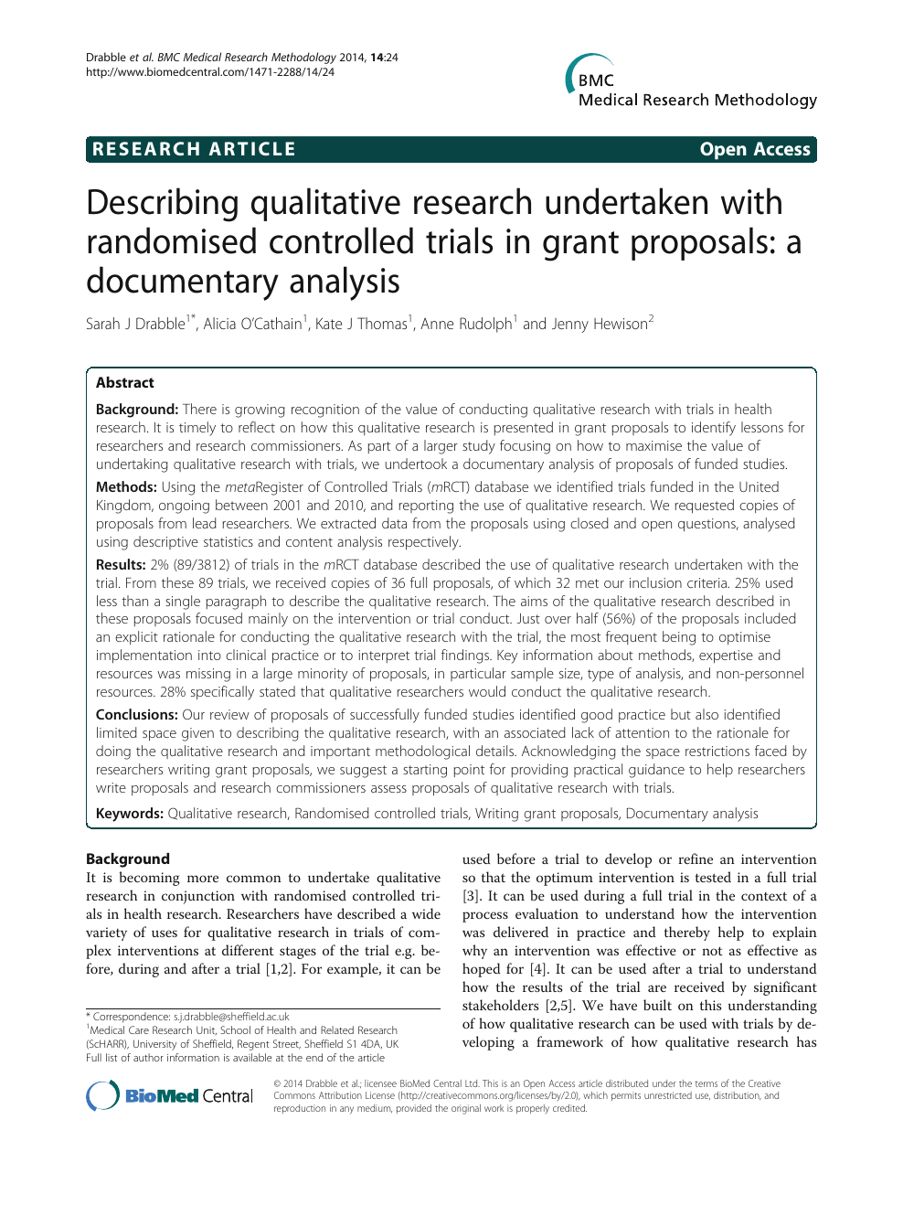 Describing Qualitative Research Undertaken With Randomised Controlled Trials In Grant Proposals A Documentary Analysis Topic Of Research Paper In Psychology Download Scholarly Article Pdf And Read For Free On Cyberleninka Open