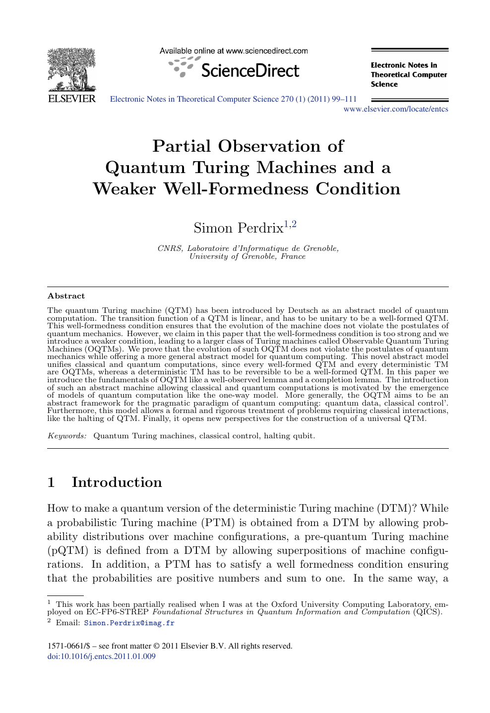 Partial Observation Of Quantum Turing Machines And A Weaker Well Formedness Condition Topic Of Research Paper In Mathematics Download Scholarly Article Pdf And Read For Free On Cyberleninka Open Science Hub