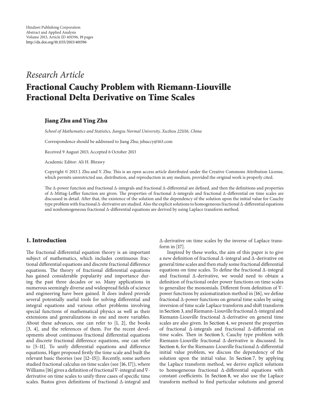 Fractional Cauchy Problem With Riemann Liouville Fractional Delta Derivative On Time Scales Topic Of Research Paper In Mathematics Download Scholarly Article Pdf And Read For Free On Cyberleninka Open Science Hub