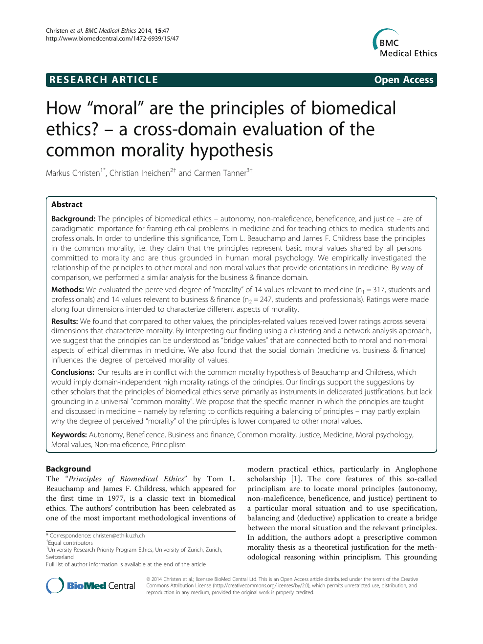 How Moral Are The Principles Of Biomedical Ethics A Cross Domain Evaluation Of The Common Morality Hypothesis Topic Of Research Paper In Psychology Download Scholarly Article Pdf And Read For Free