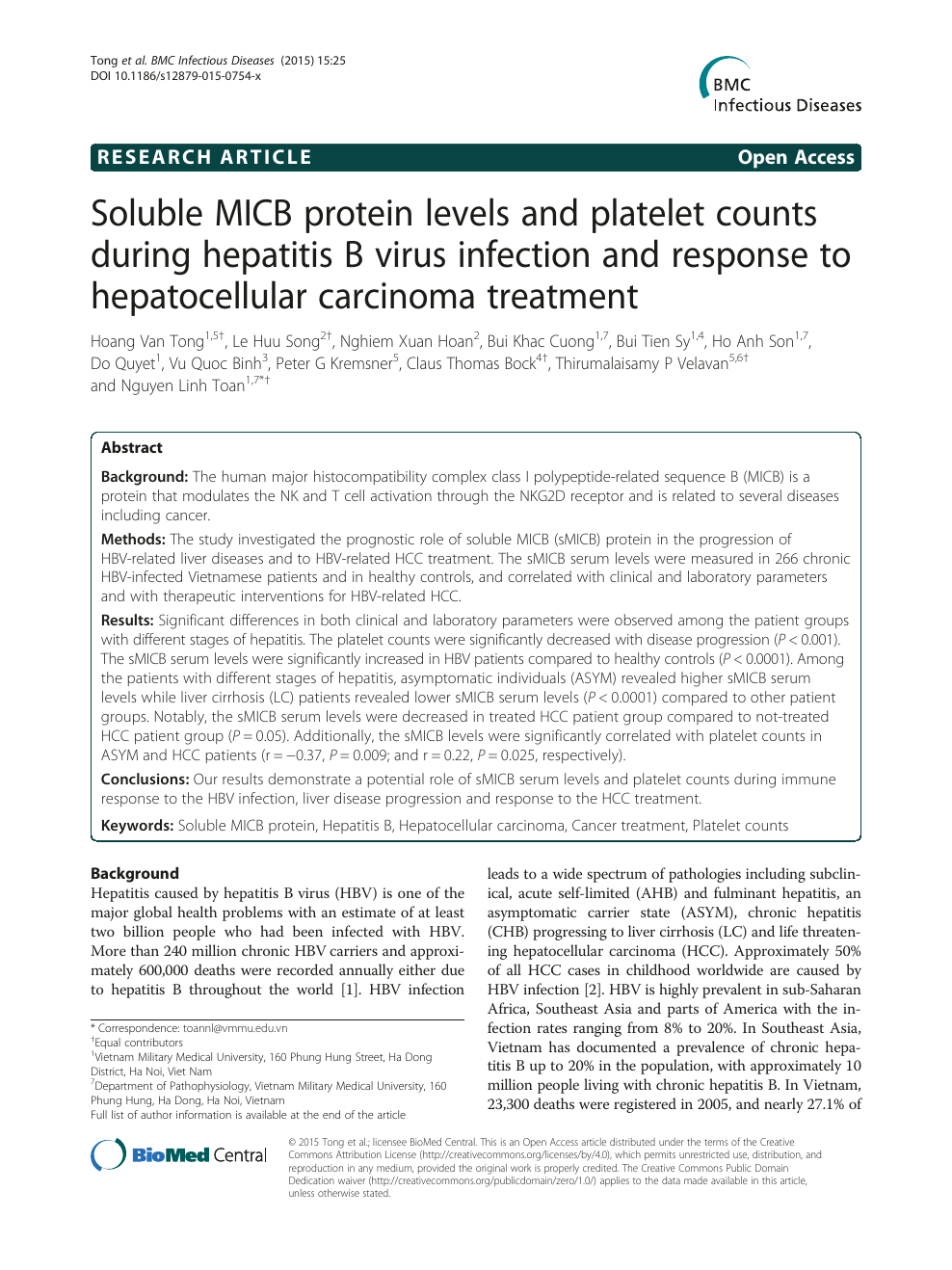Soluble Micb Protein Levels And Platelet Counts During Hepatitis B