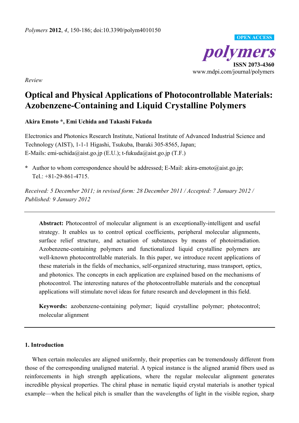 Optical and Physical Applications of Photocontrollable Materials 