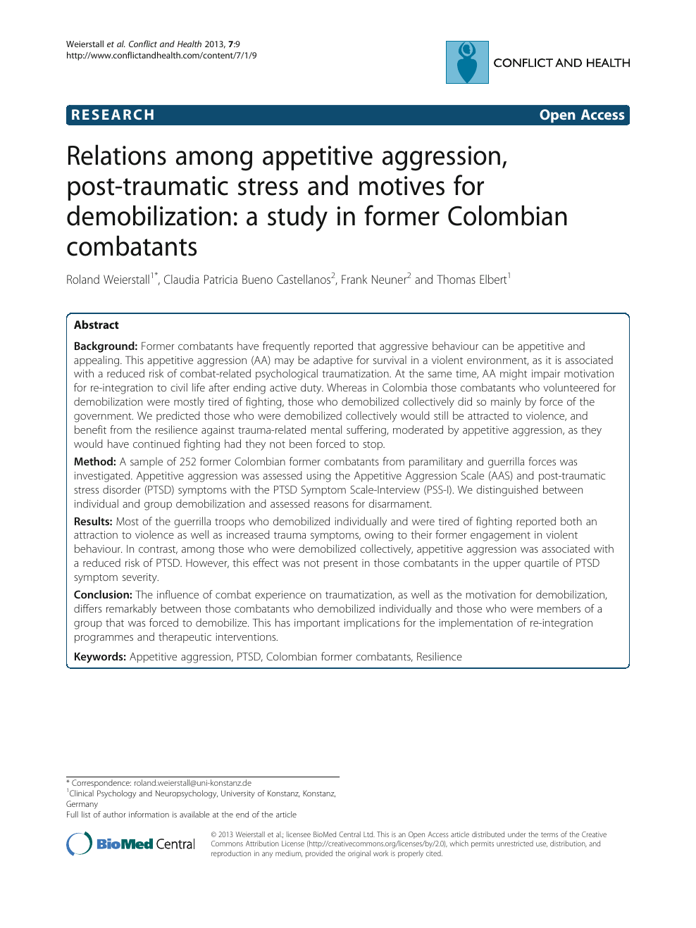 Relations Among Appetitive Aggression Post Traumatic Stress And