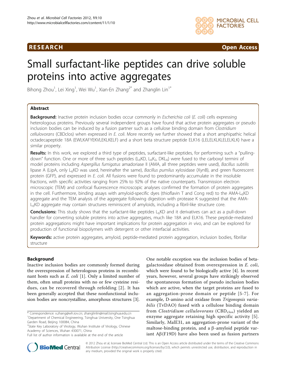 Small Surfactant Like Peptides Can Drive Soluble Proteins Into