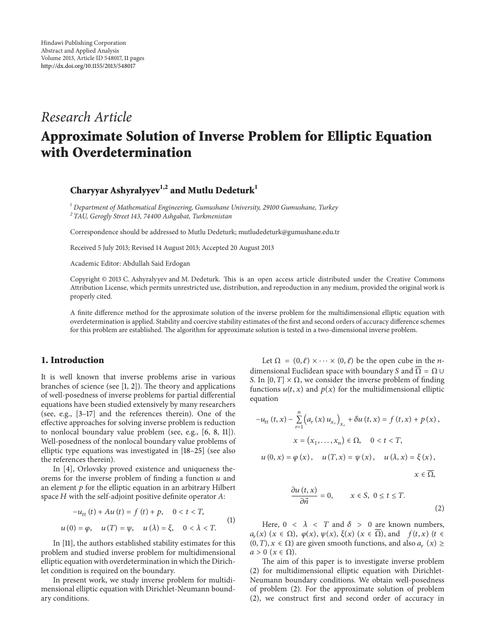 Approximate Solution Of Inverse Problem For Elliptic Equation With Overdetermination Topic Of Research Paper In Mathematics Download Scholarly Article Pdf And Read For Free On Cyberleninka Open Science Hub