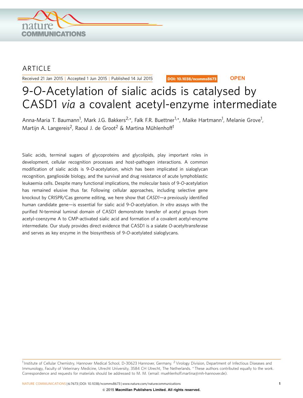 9 O Acetylation Of Sialic Acids Is Catalysed By Casd1 Via A Covalent Acetyl Enzyme Intermediate Topic Of Research Paper In Biological Sciences Download Scholarly Article Pdf And Read For Free On Cyberleninka Open