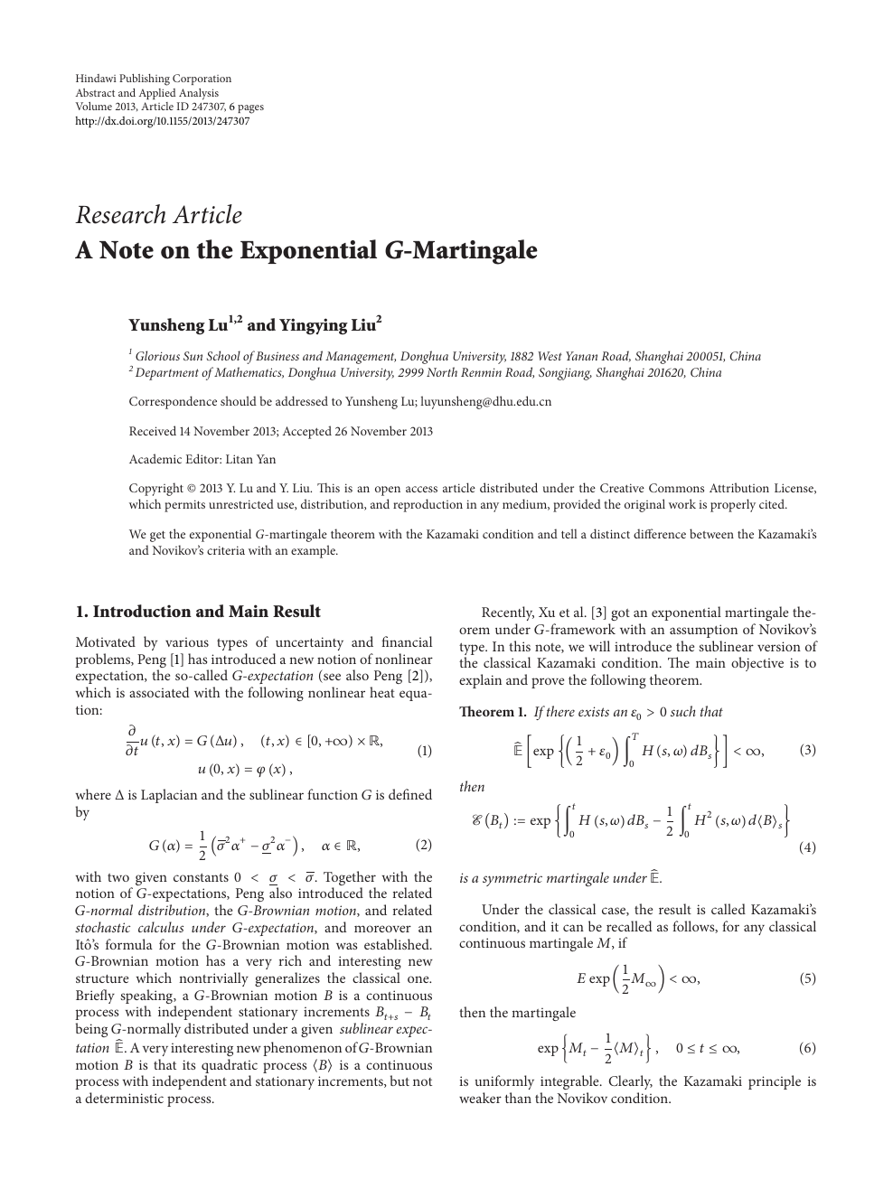 A Note On The Exponential G Martingale Topic Of Research Paper In Mathematics Download Scholarly Article Pdf And Read For Free On Cyberleninka Open Science Hub