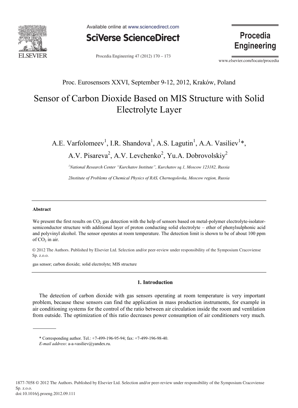 Sensor Of Carbon Dioxide Based On Mis Structure With Solid Electrolyte Layer Topic Of Research Paper In Materials Engineering Download Scholarly Article Pdf And Read For Free On Cyberleninka Open Science