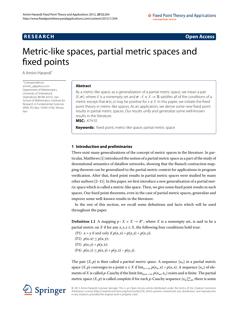 Metric Like Spaces Partial Metric Spaces And Fixed Points Topic Of Research Paper In Mathematics Download Scholarly Article Pdf And Read For Free On Cyberleninka Open Science Hub