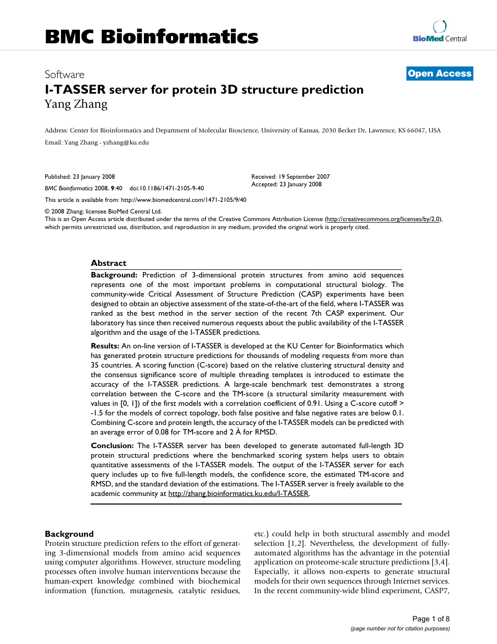 Geven herder geloof I-TASSER server for protein 3D structure prediction – topic of research  paper in Biological sciences. Download scholarly article PDF and read for  free on CyberLeninka open science hub.