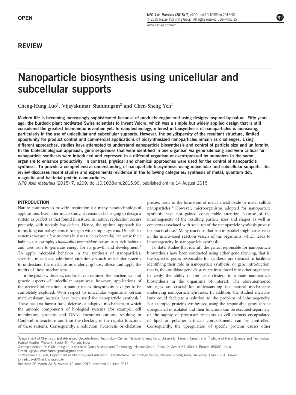 Nanoparticle biosynthesis using unicellular and subcellular 