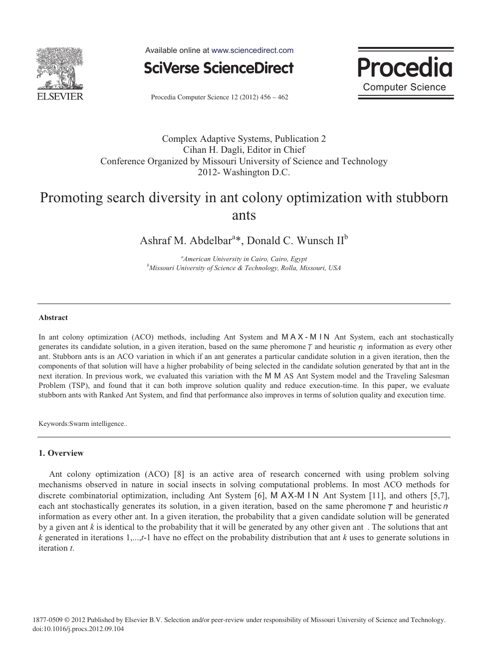 Promoting Search Diversity In Ant Colony Optimization With Stubborn Ants Topic Of Research Paper In Economics And Business Download Scholarly Article Pdf And Read For Free On Cyberleninka Open Science Hub