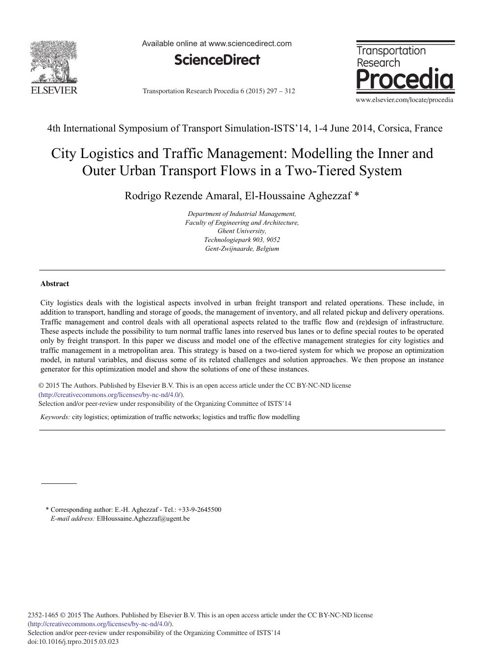 City Logistics And Traffic Management Modelling The Inner And Outer Urban Transport Flows In A Two Tiered System Topic Of Research Paper In Economics And Business Download Scholarly Article Pdf And Read