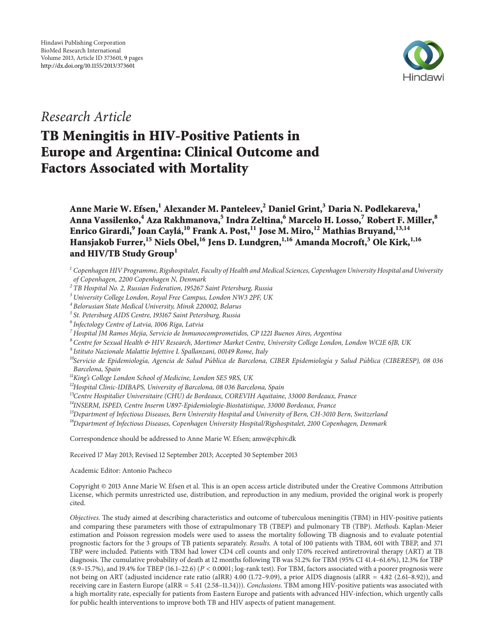 Tb Meningitis In Hiv Positive Patients In Europe And Argentina Clinical Outcome And Factors Associated With Mortality Topic Of Research Paper In Health Sciences Download Scholarly Article Pdf And Read For Free