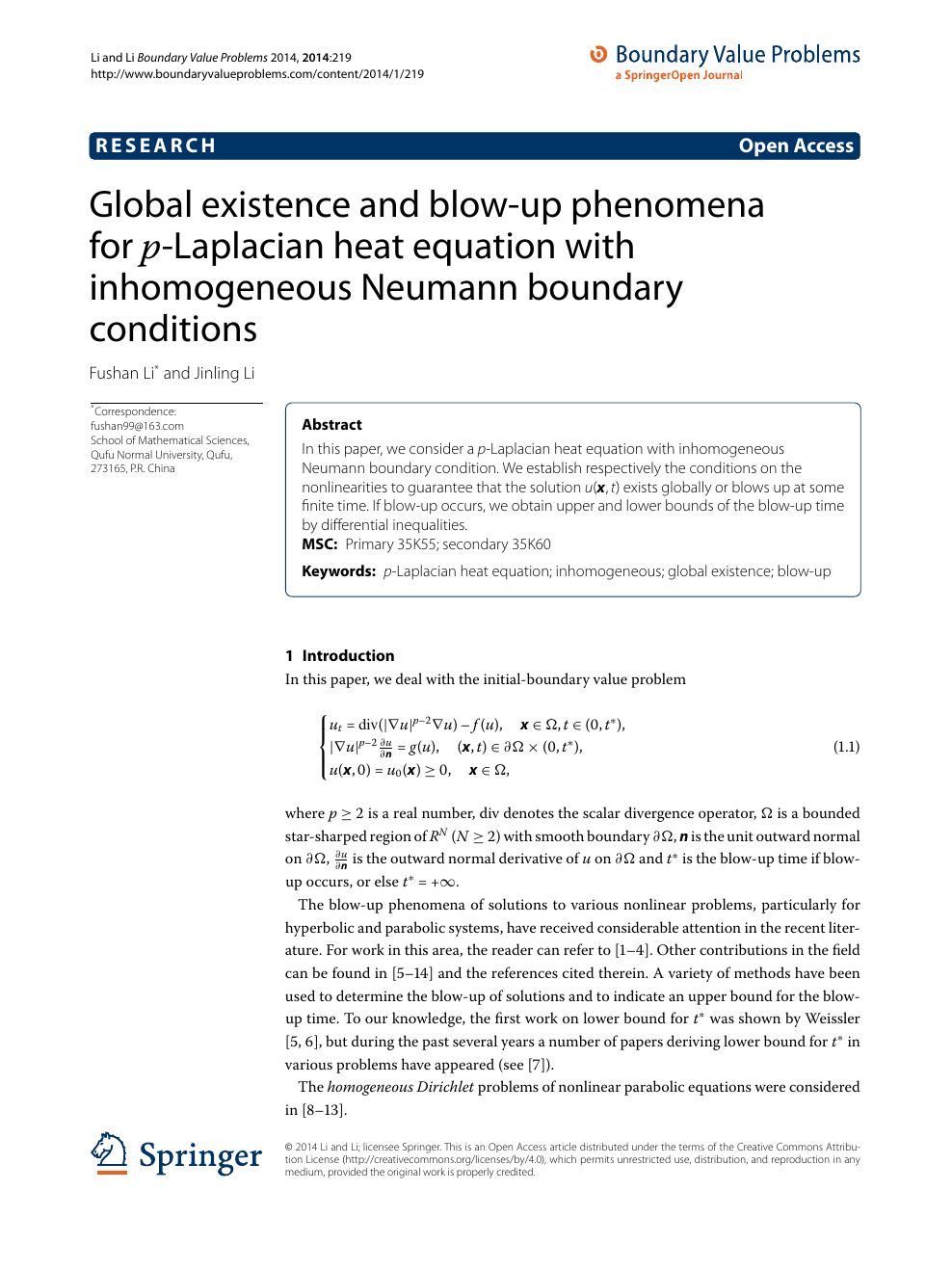 Global Existence And Blow Up Phenomena For P Laplacian Heat Equation With Inhomogeneous Neumann Boundary Conditions Topic Of Research Paper In Mathematics Download Scholarly Article Pdf And Read For Free On Cyberleninka Open