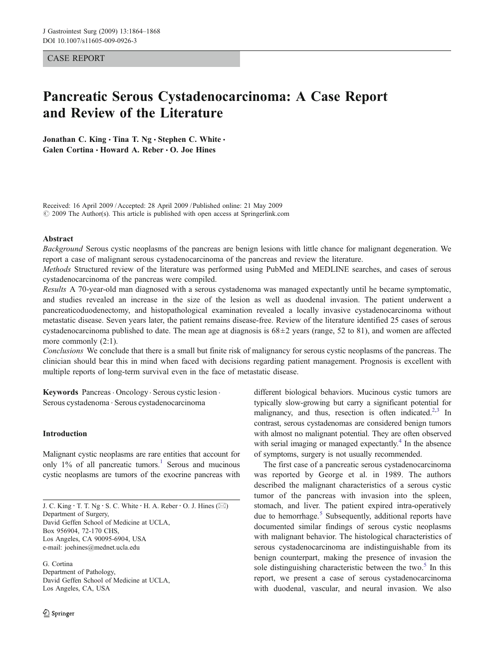 Pancreatic Serous Cystadenocarcinoma A Case Report And Review Of The Literature Topic Of Research Paper In Clinical Medicine Download Scholarly Article Pdf And Read For Free On Cyberleninka Open Science Hub