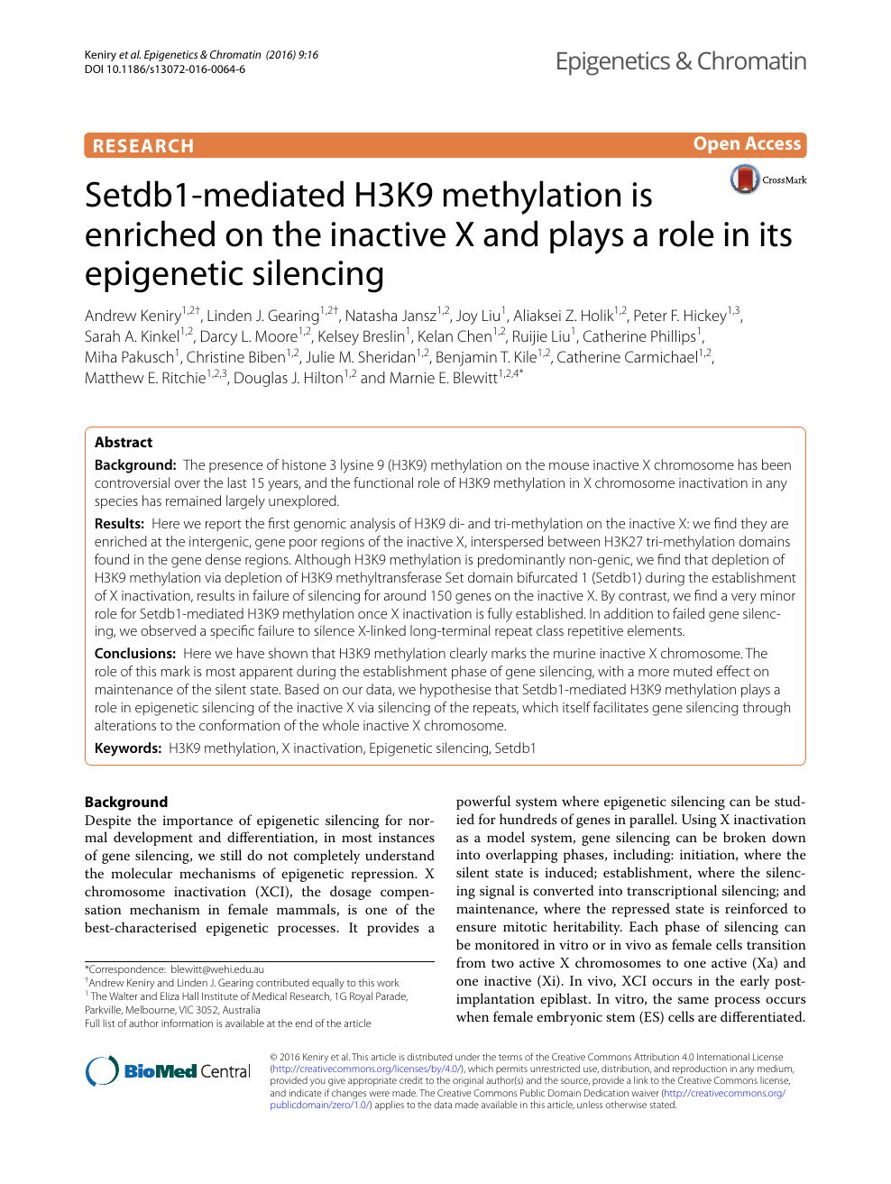 Setdb1 Mediated H3k9 Methylation Is Enriched On The Inactive X And Plays A Role In Its Epigenetic Silencing Topic Of Research Paper In Biological Sciences Download Scholarly Article Pdf And Read For