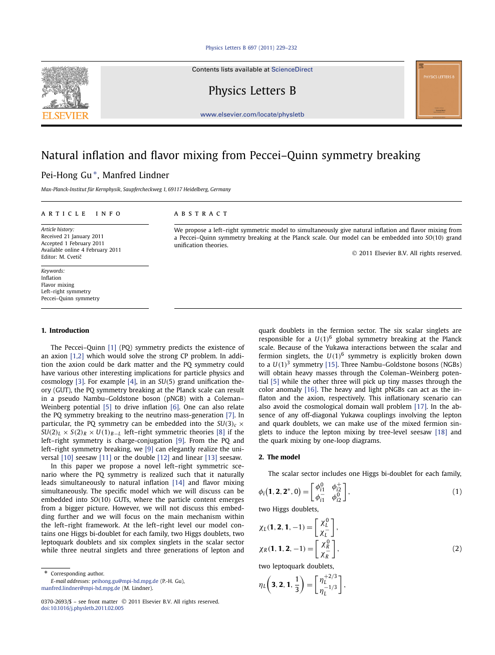 Natural Inflation And Flavor Mixing From Peccei Quinn Symmetry Breaking Topic Of Research Paper In Physical Sciences Download Scholarly Article Pdf And Read For Free On Cyberleninka Open Science Hub