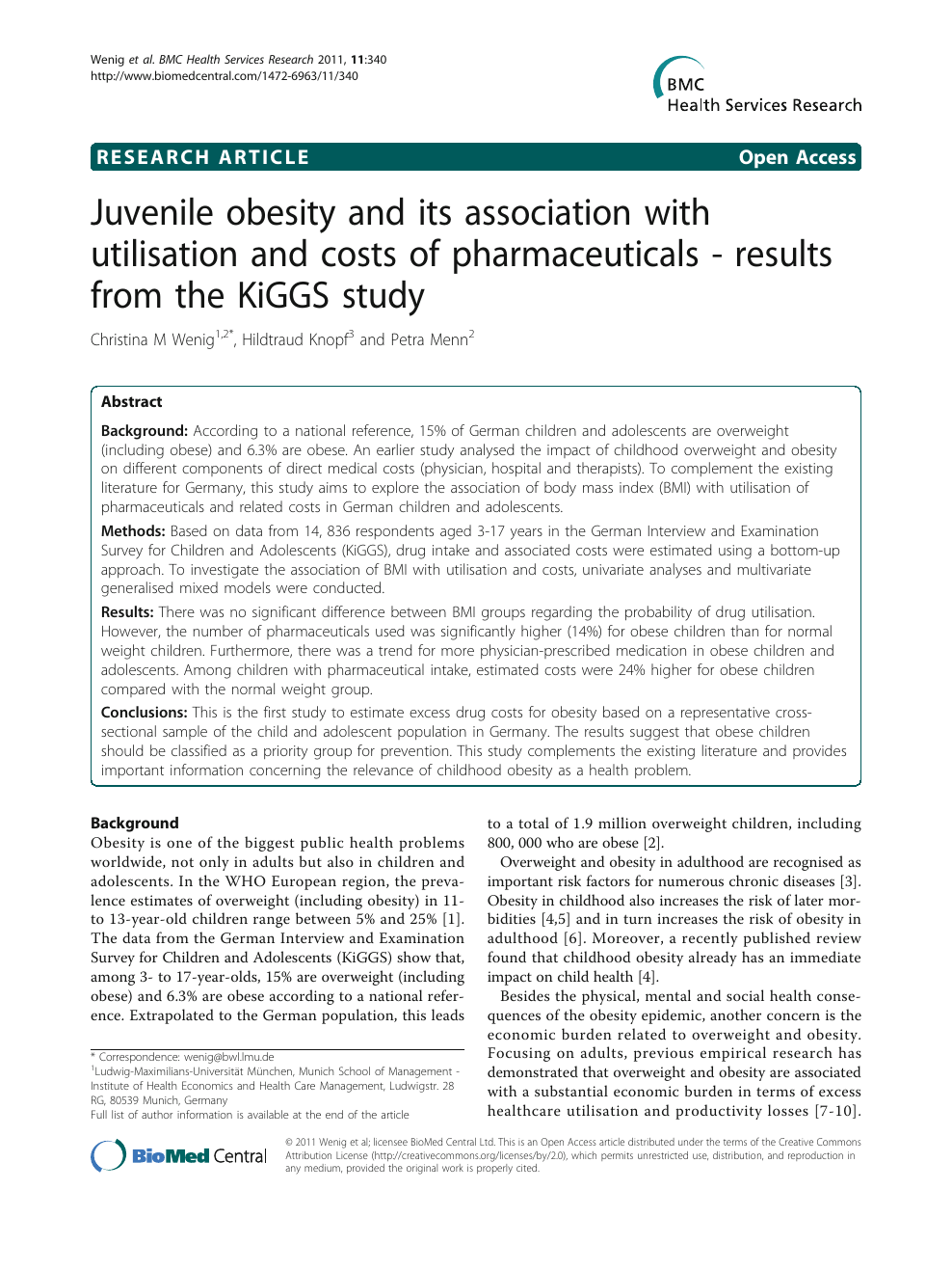 Juvenile Obesity And Its Association With Utilisation And Costs Of Pharmaceuticals Results From The Kiggs Study Topic Of Research Paper In Health Sciences Download Scholarly Article Pdf And Read For