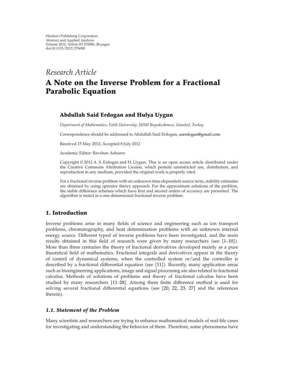 A Note On The Inverse Problem For A Fractional Parabolic Equation Topic Of Research Paper In Mathematics Download Scholarly Article Pdf And Read For Free On Cyberleninka Open Science Hub