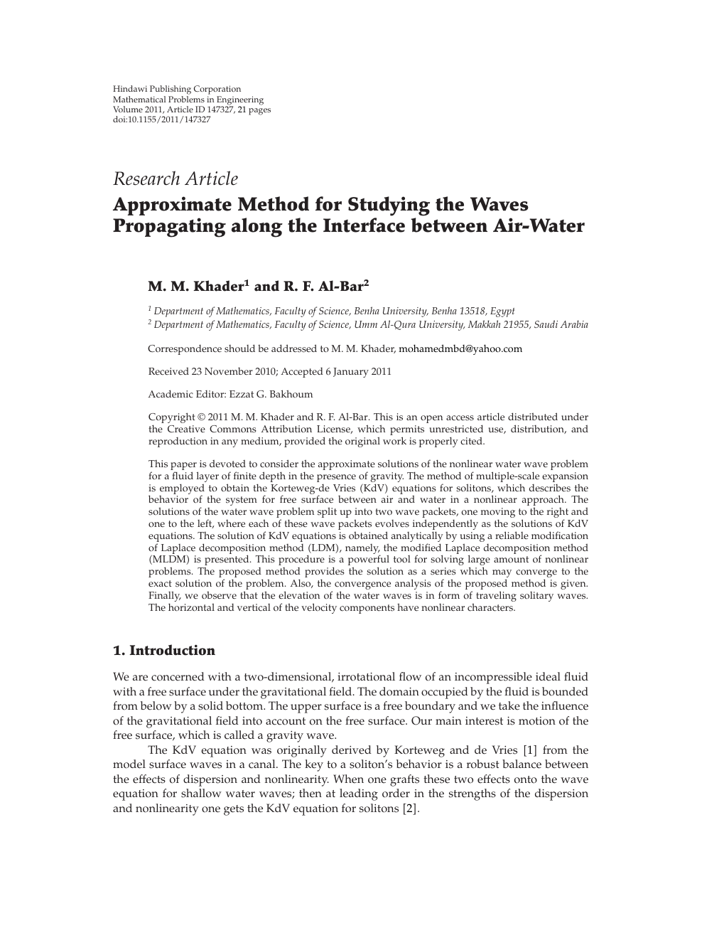 Approximate Method For Studying The Waves Propagating Along The Interface Between Air Water Topic Of Research Paper In Mathematics Download Scholarly Article Pdf And Read For Free On Cyberleninka Open Science Hub