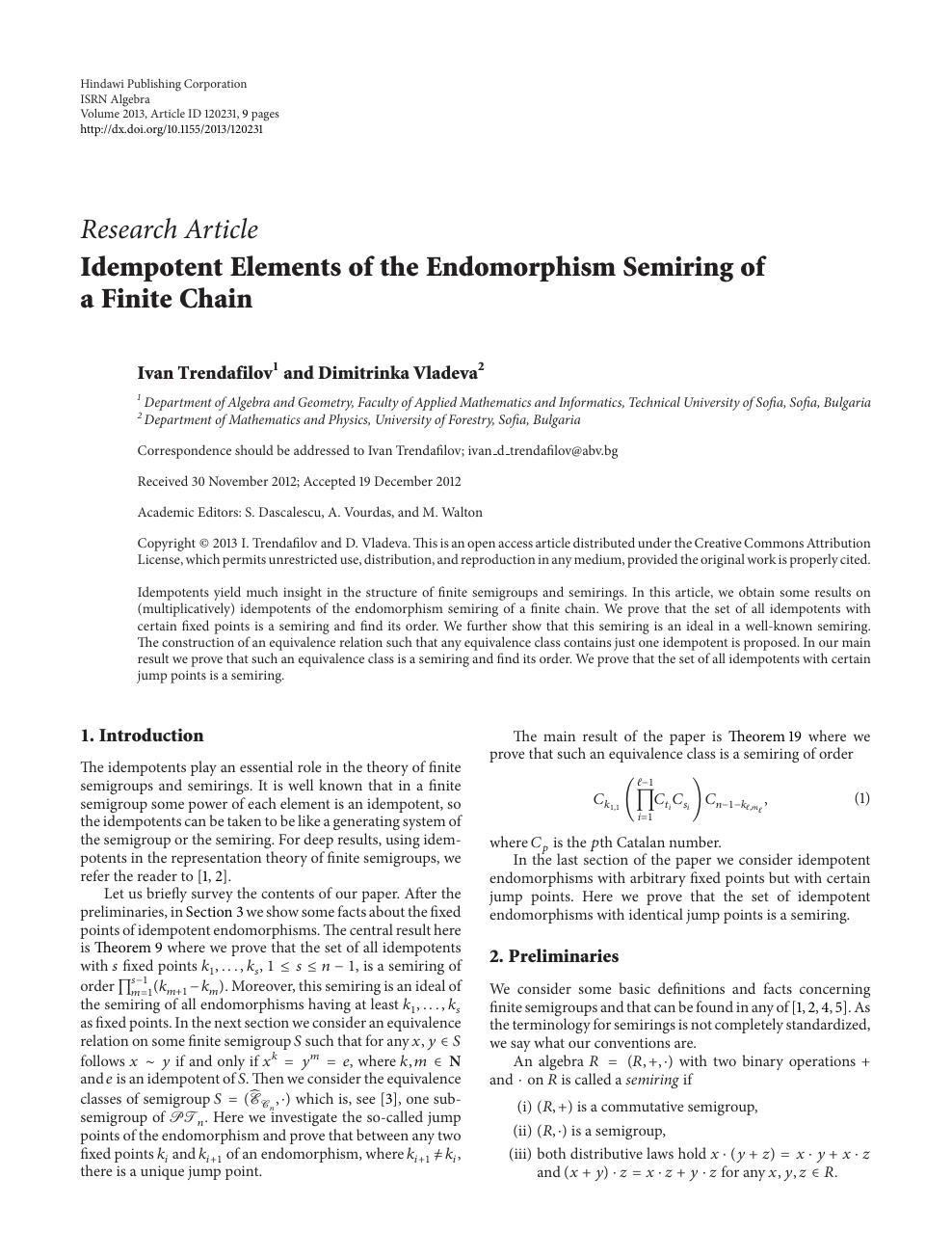 Idempotent Elements Of The Endomorphism Semiring Of A Finite Chain Topic Of Research Paper In Mathematics Download Scholarly Article Pdf And Read For Free On Cyberleninka Open Science Hub